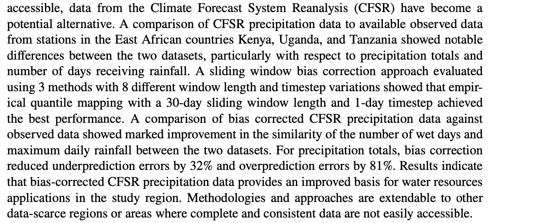 Evaluation of Reanalysis Precipitation Data and Potential Bias Correction Methods for Use in Data‑Scarce Areas