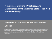 Minorities, Cultural Practices, and Destruction by the Islamic State