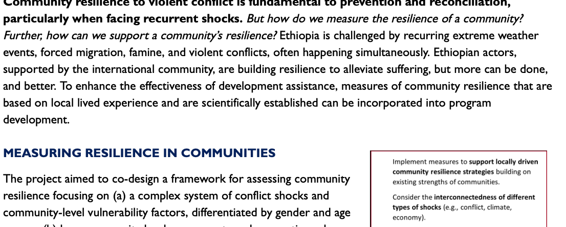 Resilience of Ethiopian Communities- Measure, Understand and Act Policy Brief