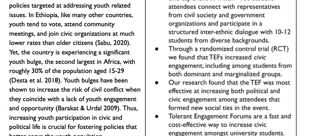 Increasing Youth Civic Engagement Through Tolerant Engagement Forums: Lessons from a Randomized Control Trial