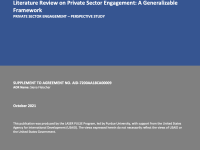 Literature Review on Private Sector Engagement: A Generalizable Framework (Executive Summary)