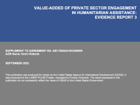 Value-Added of Private Sector Engagement in Humanitarian Assistance: Evidence Report 3