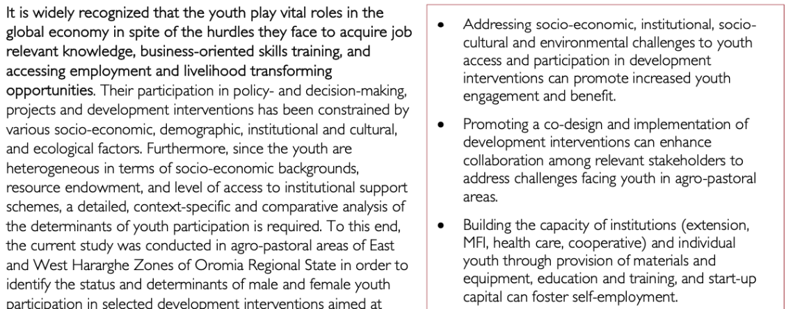 Status and Determinants of Youth Participation