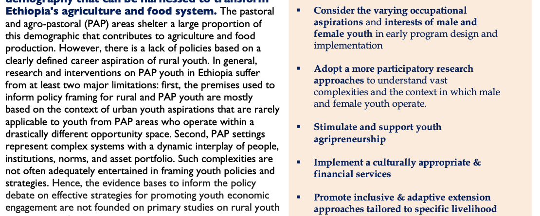 Youth Aspiration Formation, Perception and Opportunity Space in Pastoral and Agropastoral Areas of Ethiopia