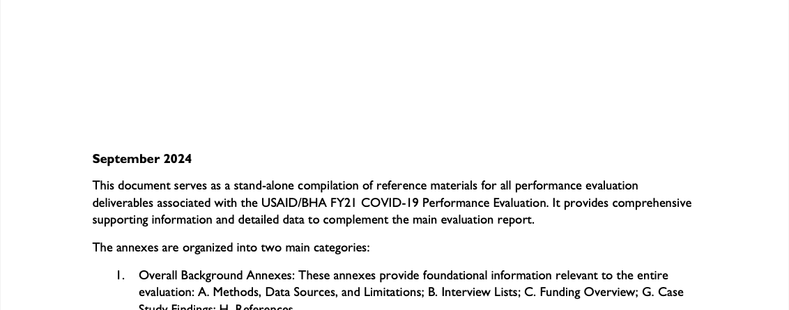 COVID-19 Evaluation Supplementary Annex